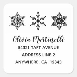Schneeflocken Minimalistische Weihnachtsfeier Rück Quadratischer Aufkleber