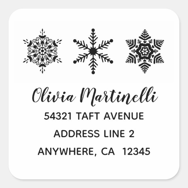 Schneeflocken Minimalistische Weihnachtsfeier Rück Quadratischer Aufkleber (Vorderseite)