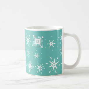 Schneeflocken-Mischung Geometrische Teal-Kaffeetas Kaffeetasse