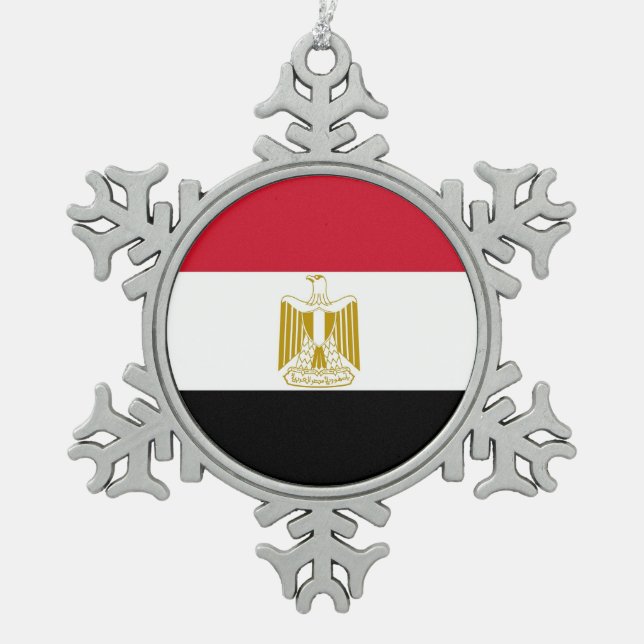 Schneeflocken mit ägyptischer Flagge Zinn-Ornament (Vorderseite)