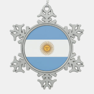 Schneeflocken mit argentinischer Flagge Zinn-Ornament