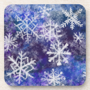 Schneeflocken mit blauem Hintergrund Getränkeuntersetzer