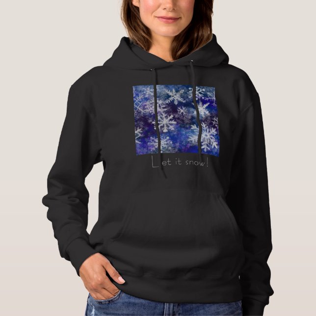 Schneeflocken mit blauem Hintergrund Hoodie (Vorderseite)