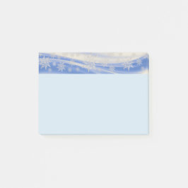 Schneeflocken mit blauem und grauem Hintergrund Post-it Klebezettel