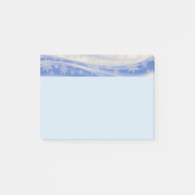 Schneeflocken mit blauem und grauem Hintergrund Post-it Klebezettel (Vorderseite)