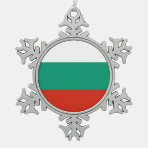 Schneeflocken mit bulgarischer Flagge Zinn-Ornament