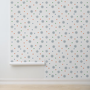 Schneeflocken mit bunten Punkten Tapete