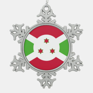 Schneeflocken mit Burundi-Flagge Zinn-Ornament