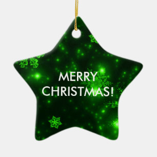 Schneeflocken mit Grünem Hintergrund Keramik Ornament