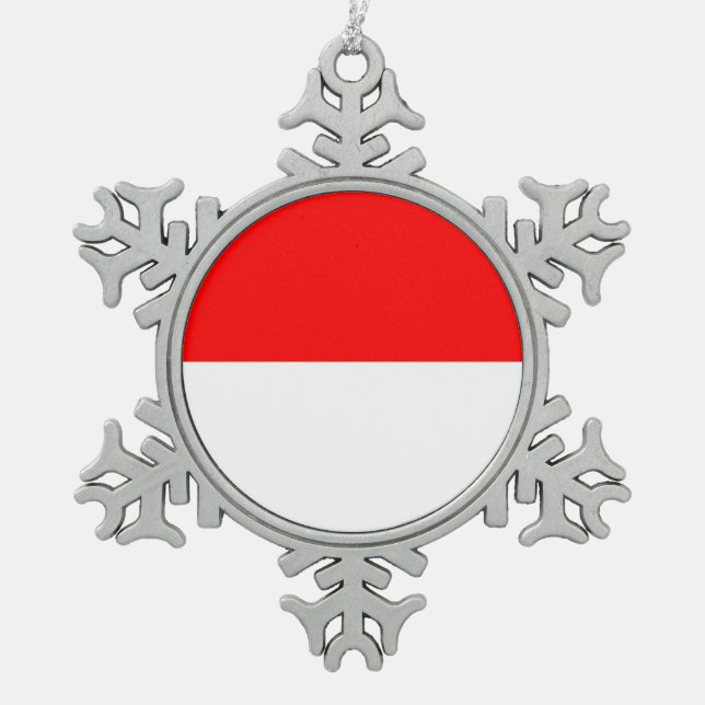 Schneeflocken mit indonesischer Flagge Zinn-Ornament (Vorderseite)
