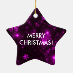 Schneeflocken mit Lila Hintergrund Keramikornament