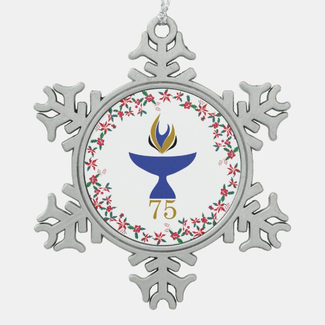 Schneeflocken mit Logos Zinn-Ornament (Vorderseite)