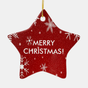 Schneeflocken mit rotem Hintergrund Keramikornament