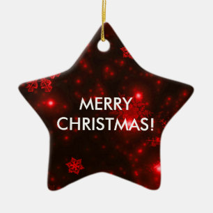 Schneeflocken mit Rotem Hintergrund Keramikornament