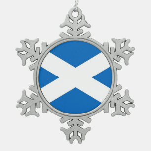 Schneeflocken mit Schottlandflagge Zinn-Ornament