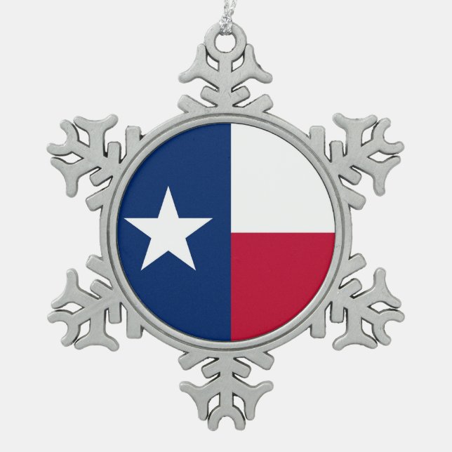 Schneeflocken mit Texas Flag Schneeflocken Zinn-Ornament (Vorderseite)