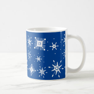 Schneeflocken Mix Geometrie Blau Kaffeetasse