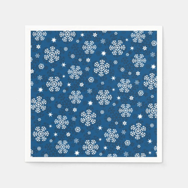 Schneeflocken Muster auf blau Serviette (Vorderseite)