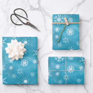 Schneeflocken-Muster Geschenkpapier Set