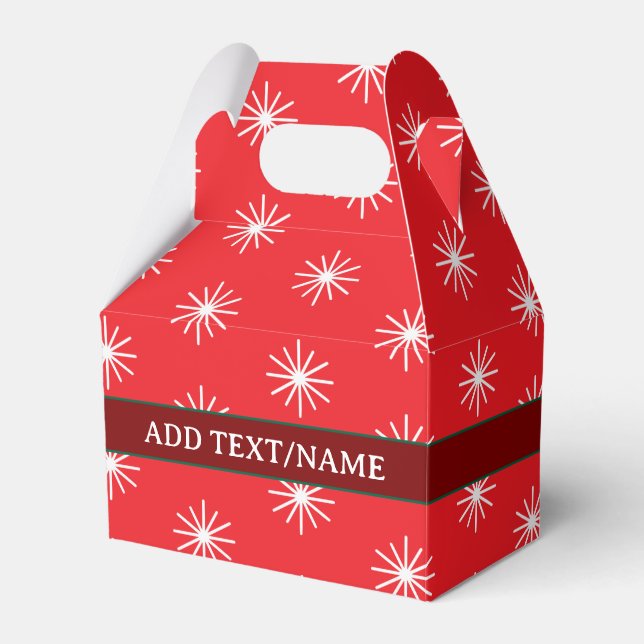 Schneeflocken-Muster in Rot-Grün Geschenkschachtel (Vorderseite)
