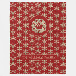 Schneeflocken Muster Rot und Gold Weihnachtsmann Fleecedecke