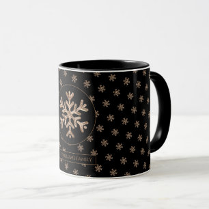 Schneeflocken Muster Schwarz und Gold Weihnachten Tasse