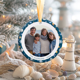 Schneeflocken & Nautical Family Weihnachten 2-seit Keramik Ornament