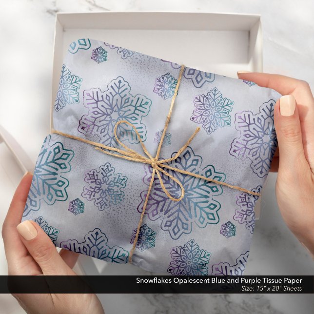 Schneeflocken Opaleszenz Blau und Lila Seidenpapier (Snowflakes Opalescent Blue and Purple Tissue Paper)