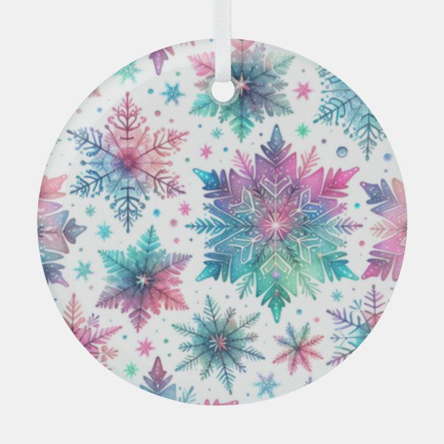 Schneeflocken Ornament Aus Glas (Vorderseite)