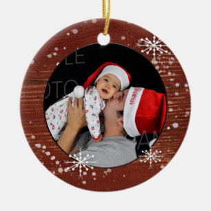 Schneeflocken-Ornament mit individuellem Foto Keramikornament