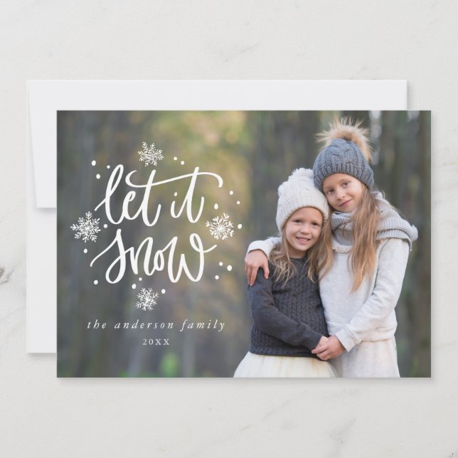 Schneeflocken-Overlay-Foto Feiertagskarte (Vorderseite)