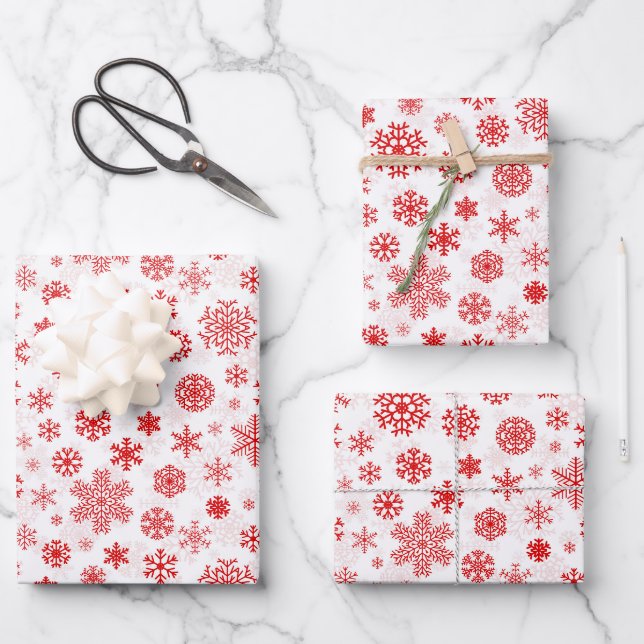 Schneeflocken-Packpapier für den Urlaub Geschenkpapier Set (Vorderseite)