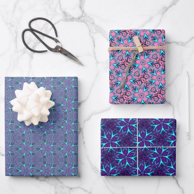 Schneeflocken-Papierblätter Geschenkpapier Set (Vorderseite)