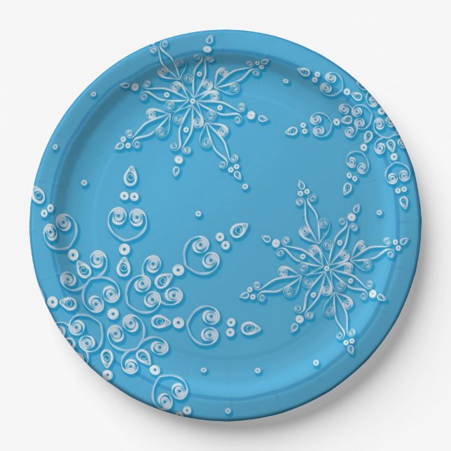 Schneeflocken Pappteller (Vorderseite)