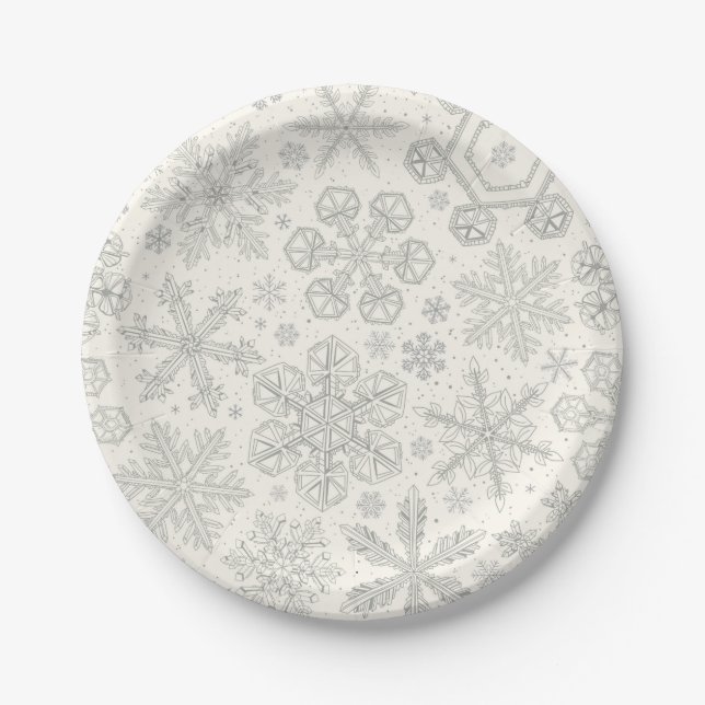 Schneeflocken Pappteller (Vorderseite)
