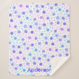 Schneeflocken Pastellfarben Rosa und Blauer Indivi Sherpadecke