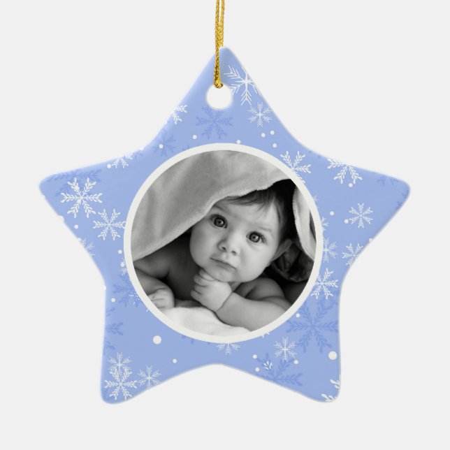 Schneeflocken Pattern Foto Weihnachten Keramikornament (Vorne)