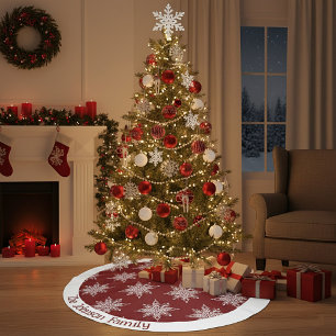Schneeflocken personalisierter Familienname Polyester Weihnachtsbaumdecke