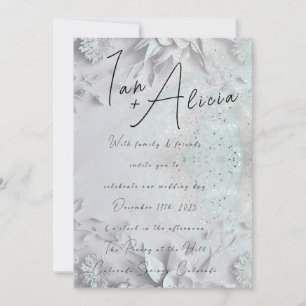Schneeflocken & Petals Square Hochzeit Einladung