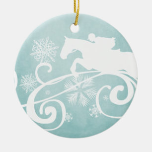 Schneeflocken Pferd Weihnachten Keramikornament