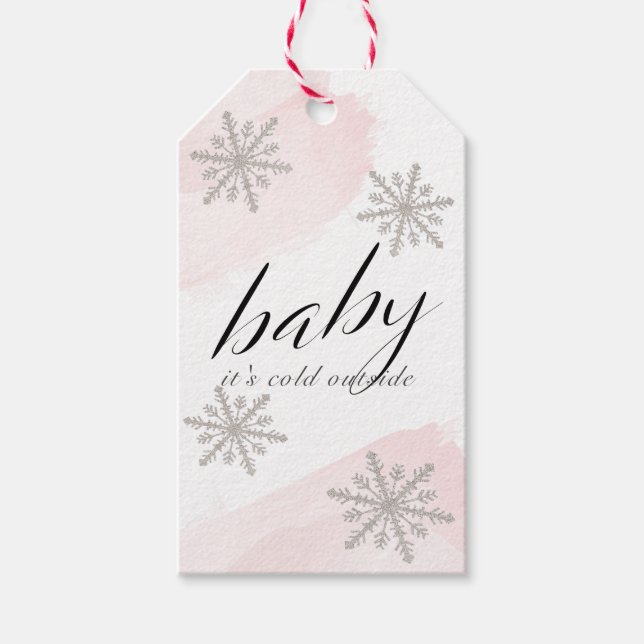 Schneeflocken Pink Baby seine kalte Außenwelt Dank Geschenkanhänger (Vorderseite)