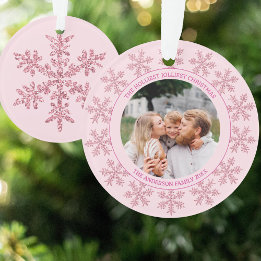 Schneeflocken Pink Glam Niedliches Weihnachtsfest  Ornament