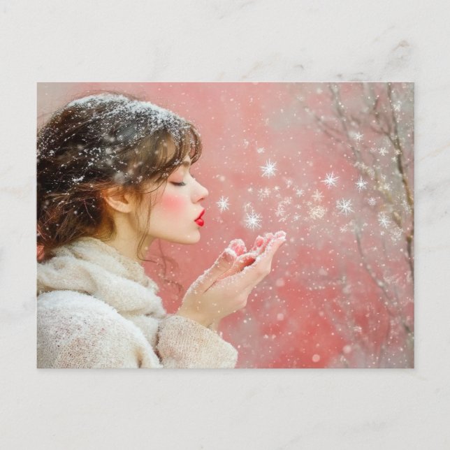 Schneeflocken Postkarte (Vorderseite)