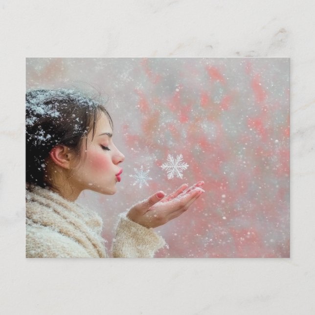 Schneeflocken Postkarte (Vorderseite)