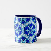 Schneeflocken Quit Pattern - Kobalt Blau und Weiß