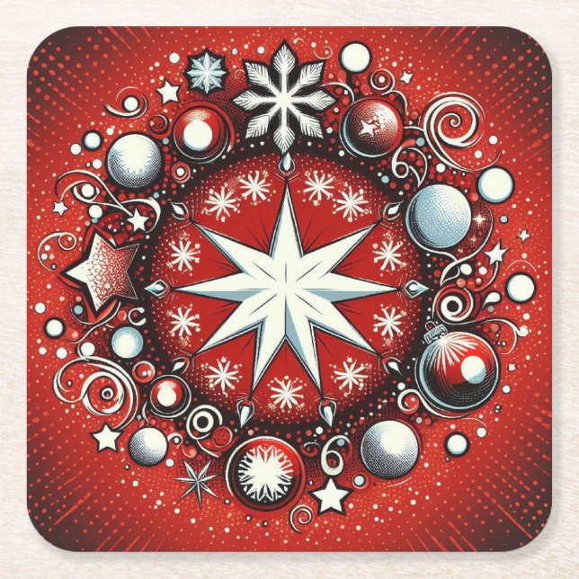 Schneeflocken Rechteckiger Pappuntersetzer (Vorderseite)