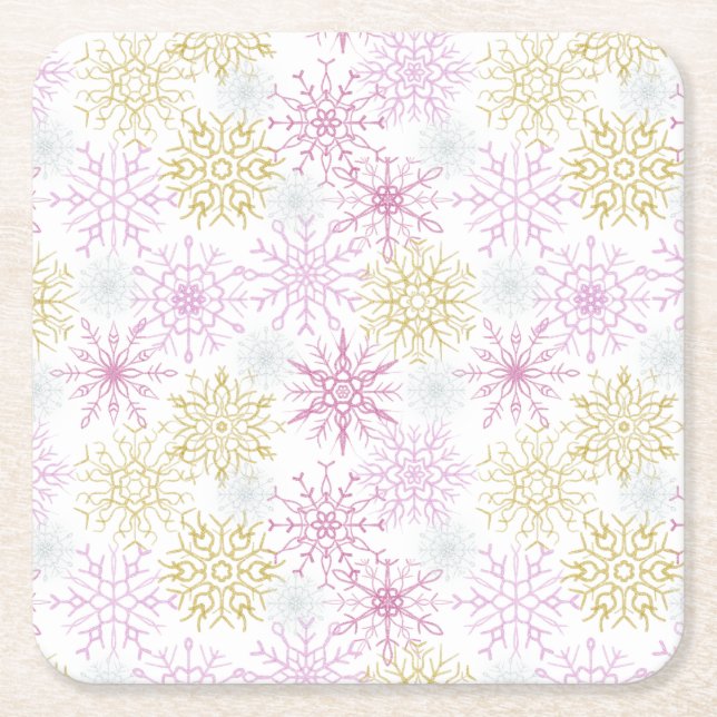 Schneeflocken Rechteckiger Pappuntersetzer (Vorderseite)
