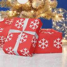 Schneeflocken Red Christmas Wrapping Paper