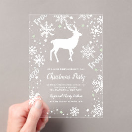 Schneeflocken Rentiere klares Weihnachtsfest Party Acryleinladungen