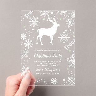 Schneeflocken Rentiere klares Weihnachtsfest Party Acryleinladungen